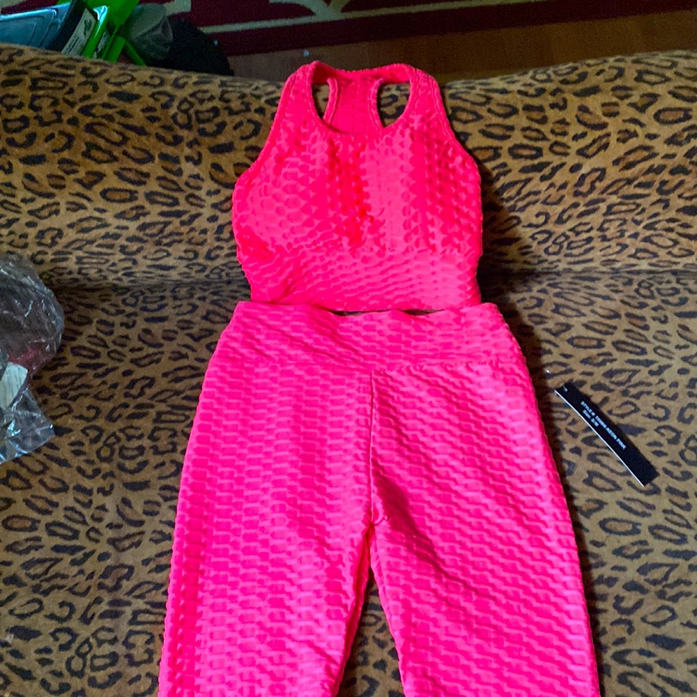 Hot pink two piece set size s/m